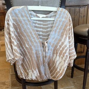 Lovestitch Tan and White Striped Blouse